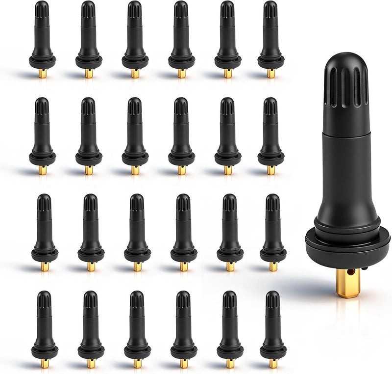 caqeg 25pcs TPMS 17-20008 Rubber Snap-in Tire Pressure Sensor Valve Stem Compatible with F ord C hevrolet Dodge C hrysle Buick Ram C adillac P ontiac Subaru Lincoln GM Chevy - Image 1